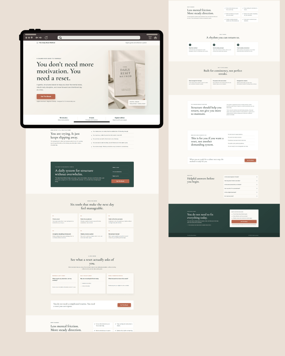 Daily Reset Method funnel mockup